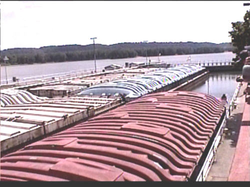 Barge at Lock and dam #11 on Mississippi River